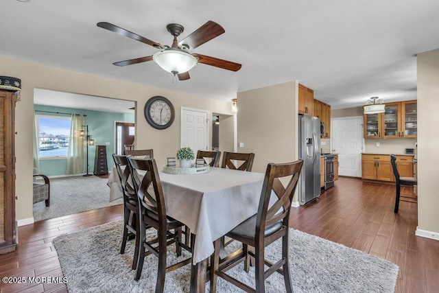 108 Longman St, Toms River, NJ 08753 - dining space with ceiling fan, baseboards, and dark wood-type flooring