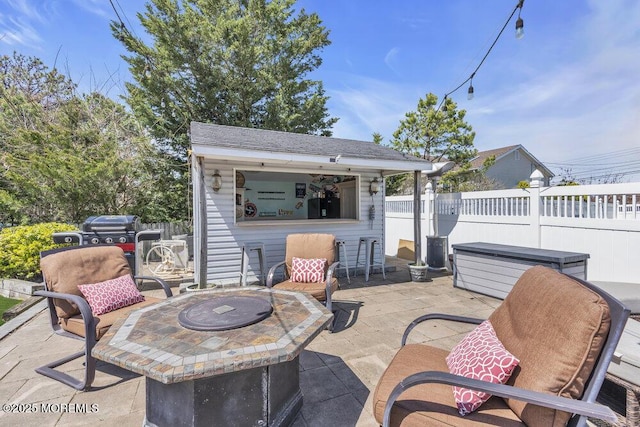 108 Longman St, Toms River, NJ 08753 - view of patio with outdoor dry bar, a jacuzzi, and fence