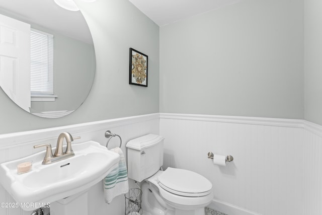 5 Blueberry Path, Howell, NJ 07731 - bathroom with a sink, a wainscoted wall, and toilet