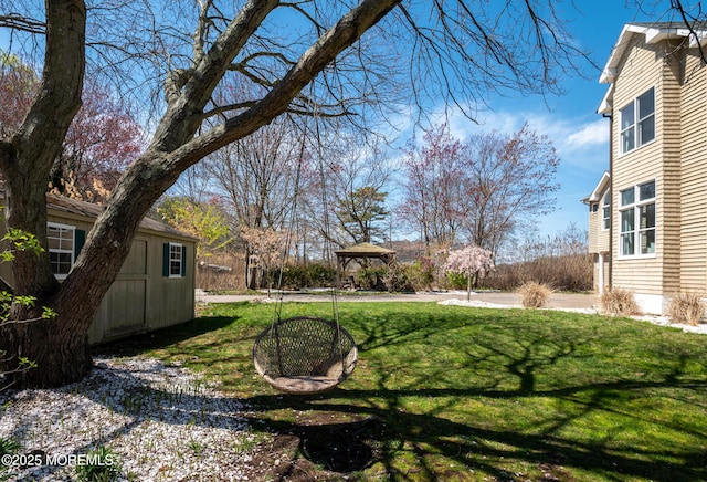 view of yard with a gazebo