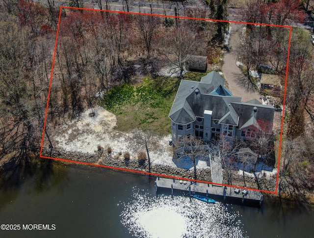 199 Lake Ave, Island Heights, NJ 08732 - view from above of property featuring a large body of water and property parcel outlined