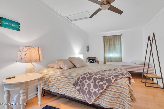 405 Sunset Dr S, Berkeley, NJ 08721 - bedroom with ornamental molding, ceiling fan, and wood finished floors