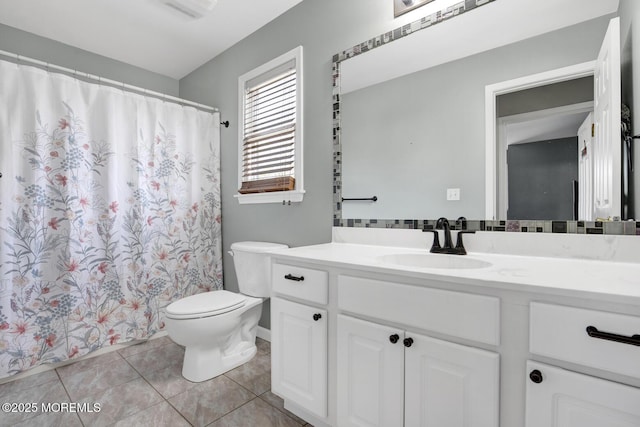 12 Red Maple Ct, South Toms River, NJ 08757 - bathroom with toilet, tile patterned floors, a shower with curtain, and vanity