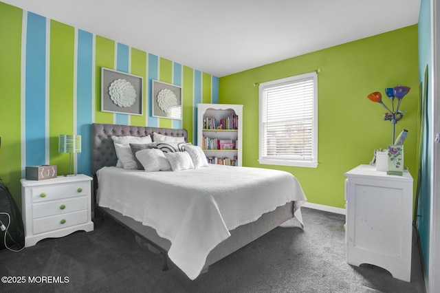 12 Red Maple Ct, South Toms River, NJ 08757 - bedroom with dark colored carpet, wallpapered walls, and baseboards