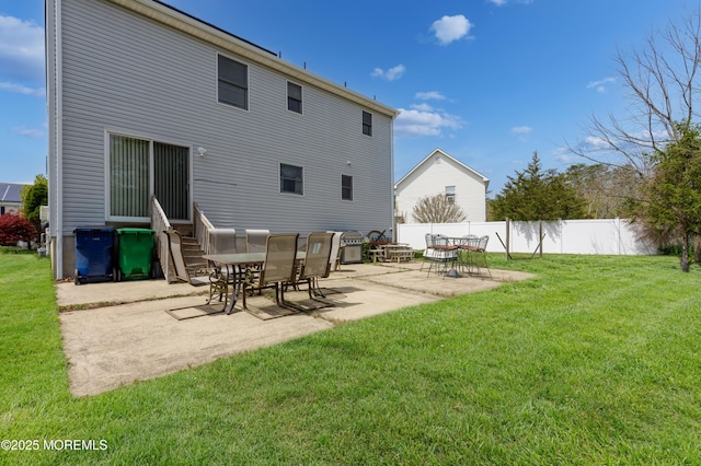 12 Red Maple Ct, South Toms River, NJ 08757 - rear view of house with entry steps, a yard, a patio area, and fence