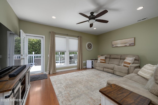 8 Ascot Ln, Manchester, NJ 08759 - living room with visible vents, recessed lighting, a ceiling fan, and plenty of natural light