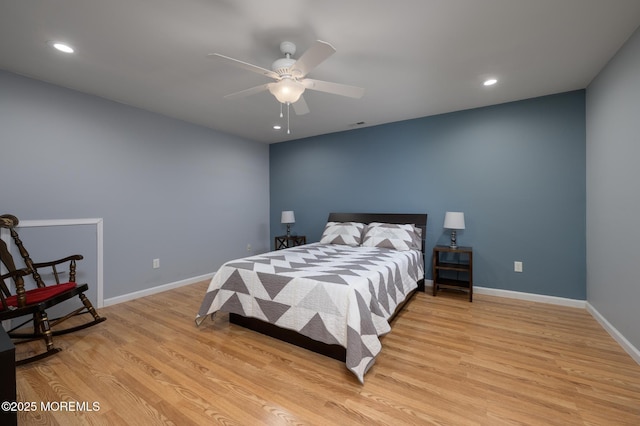 8 Ascot Ln, Manchester, NJ 08759 - bedroom featuring recessed lighting, light wood-style flooring, a ceiling fan, and baseboards