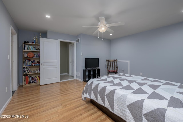 8 Ascot Ln, Manchester, NJ 08759 - bedroom featuring visible vents, baseboards, recessed lighting, light wood finished floors, and a ceiling fan