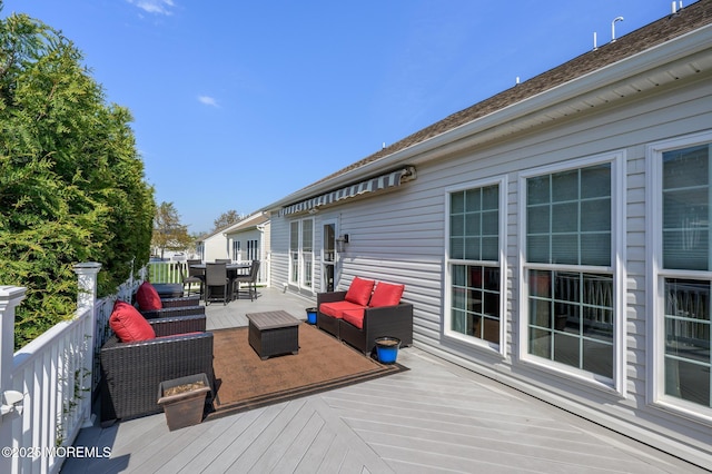 8 Ascot Ln, Manchester, NJ 08759 - wooden deck featuring an outdoor hangout area and outdoor dining space