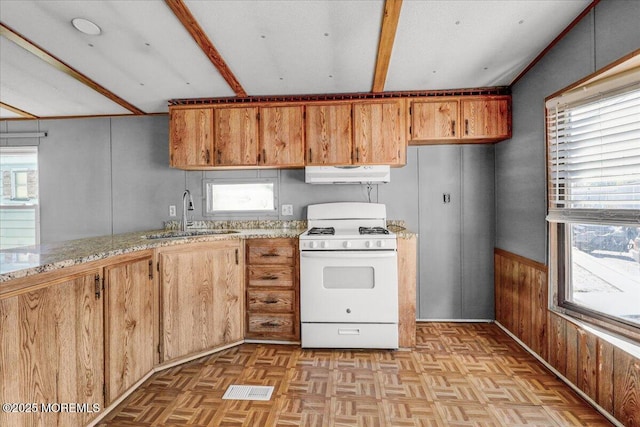 19 Mary Ann Ct, Hazlet, NJ 07734 - kitchen with a sink, a wealth of natural light, gas range gas stove, and under cabinet range hood