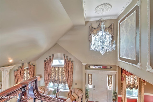 foyer featuring a notable chandelier