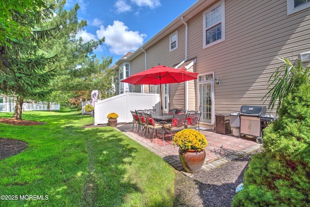 view of yard with a patio area and fence