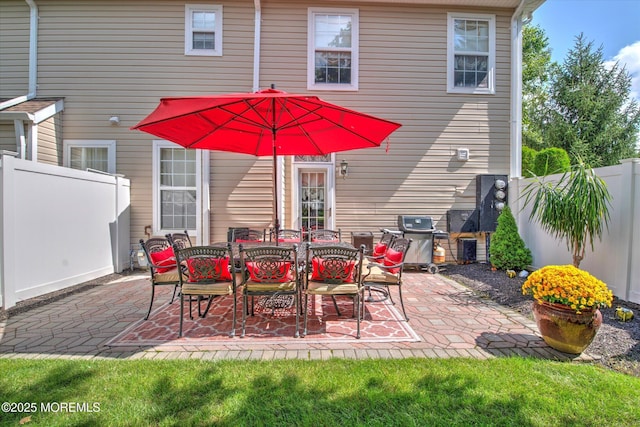 view of patio / terrace with a fenced backyard and grilling area