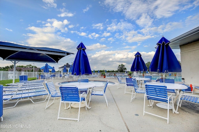 view of patio featuring fence