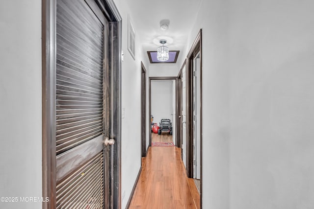 hall with light wood-style floors