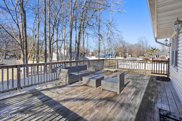 52 Yorke Ct, Freehold, NJ 07728 - wooden deck with an outdoor hangout area