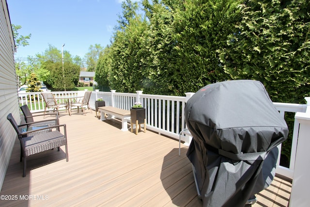 deck featuring grilling area