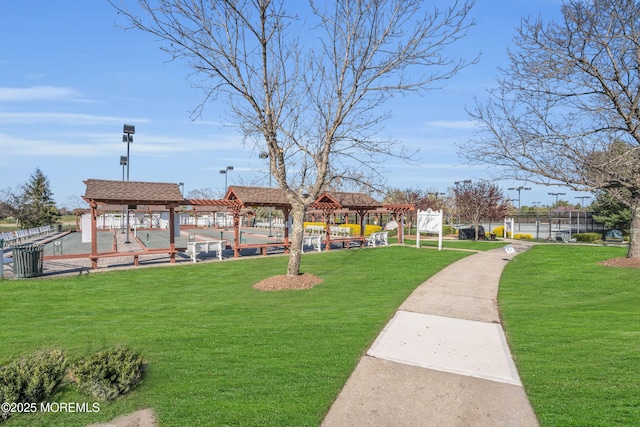 view of home's community with a gazebo and a lawn
