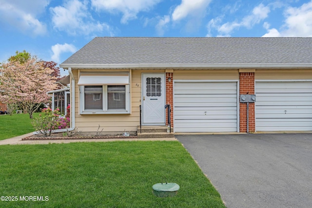 8A Lafayette Dr, Whiting, NJ 08759 - view of front of home featuring aphalt driveway, roof with shingles, a garage, entry steps, and a front lawn
