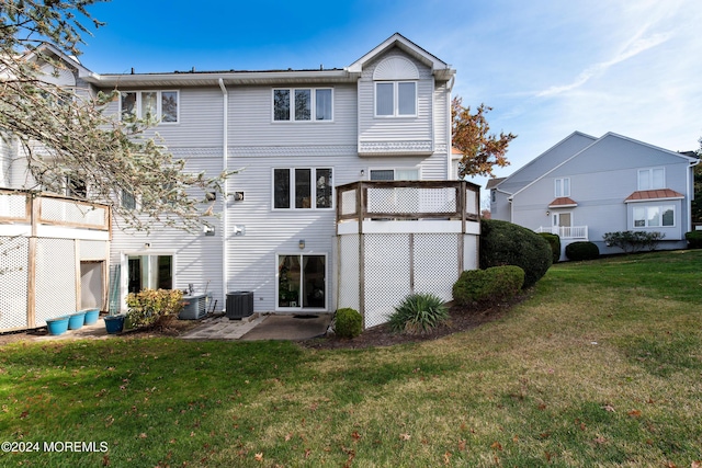 291 Marigold Ct, Toms River, NJ 08753 - rear view of house featuring a patio, central air condition unit, and a lawn