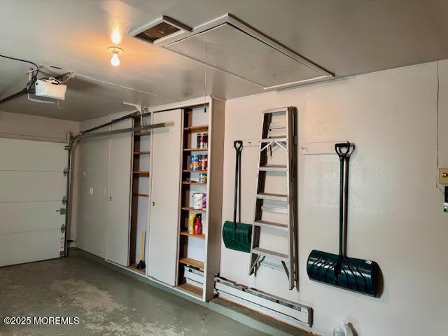 garage featuring a baseboard radiator