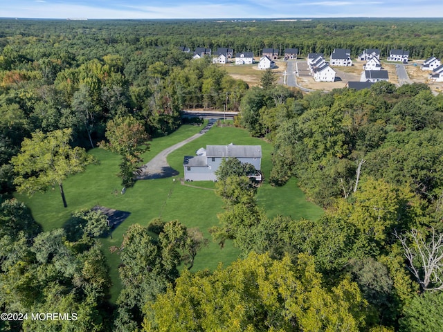 bird's eye view with a forest view