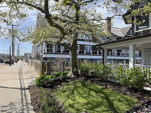 exterior space with a chimney