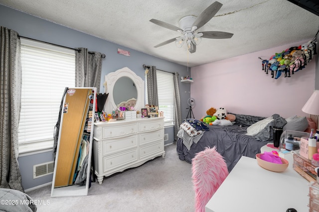 102 Buckingham Dr, Jackson, NJ 08527 - bedroom with light carpet, a textured ceiling, ceiling fan, and baseboards