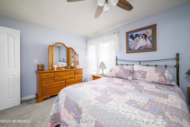 102 Buckingham Dr, Jackson, NJ 08527 - bedroom featuring light carpet, a textured ceiling, a ceiling fan, and baseboards