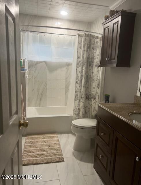 102 Buckingham Dr, Jackson, NJ 08527 - full bath featuring toilet, vanity, shower / bath combo, and tile patterned floors