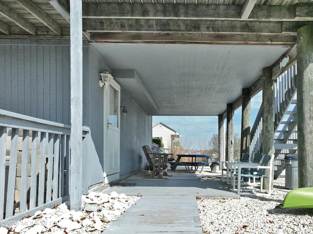 view of patio with a wooden deck