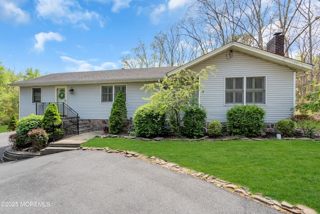 86 Cox Cro Rd, Toms River, NJ 08755 - single story home with a front lawn and a chimney