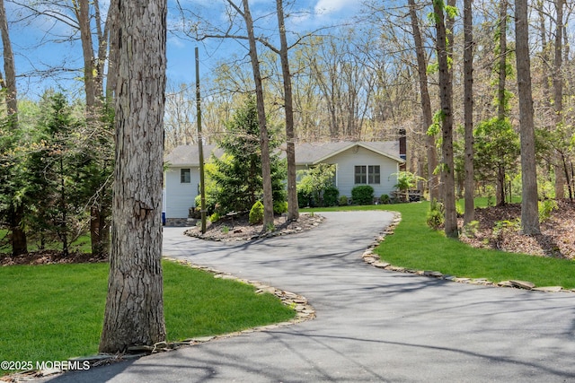 86 Cox Cro Rd, Toms River, NJ 08755 - single story home with a chimney, driveway, and a front yard