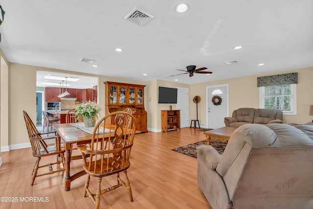 86 Cox Cro Rd, Toms River, NJ 08755 - dining room featuring recessed lighting, baseboards, visible vents, and light wood-style flooring