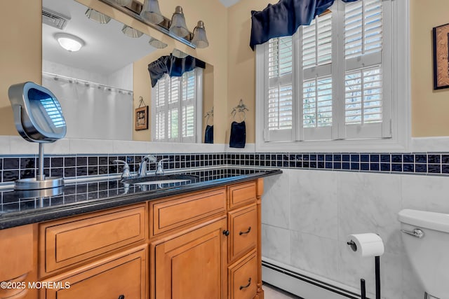 86 Cox Cro Rd, Toms River, NJ 08755 - full bathroom featuring tile walls, vanity, toilet, and visible vents
