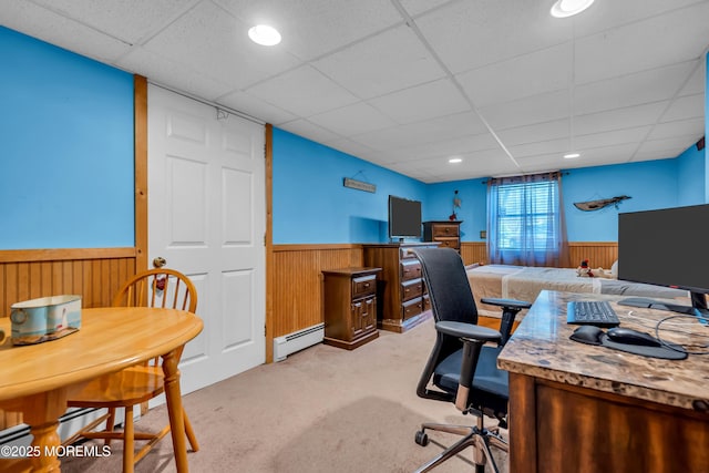 86 Cox Cro Rd, Toms River, NJ 08755 - office area featuring wooden walls, baseboard heating, and a wainscoted wall