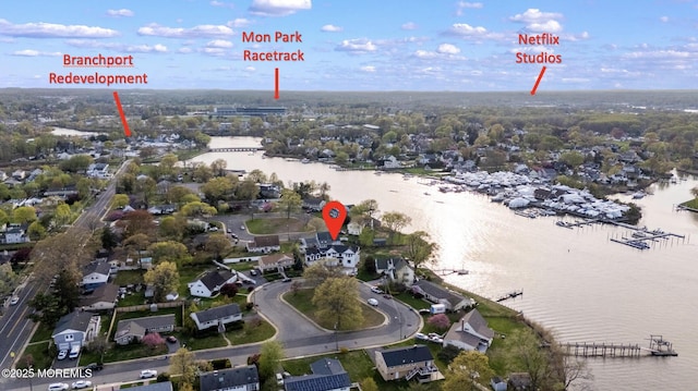24 Baruch Dr, Long Branch, NJ 07740 - aerial view of property's location featuring a nearby body of water and nearby suburban area