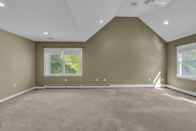 65 Pineoaka Rd, Jackson, NJ 08527 - empty room with carpet, recessed lighting, baseboards, lofted ceiling, and visible vents