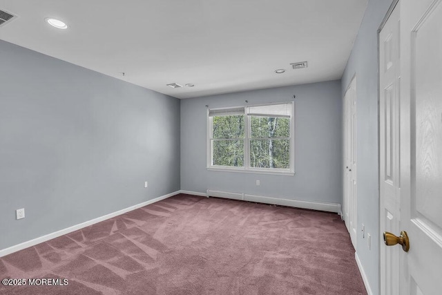 65 Pineoaka Rd, Jackson, NJ 08527 - empty room with carpet flooring, recessed lighting, baseboards, a baseboard radiator, and visible vents