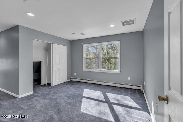 65 Pineoaka Rd, Jackson, NJ 08527 - unfurnished bedroom with carpet flooring, baseboard heating, recessed lighting, baseboards, and visible vents