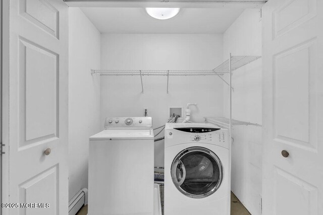 65 Pineoaka Rd, Jackson, NJ 08527 - laundry room featuring separate washer and dryer and a baseboard radiator