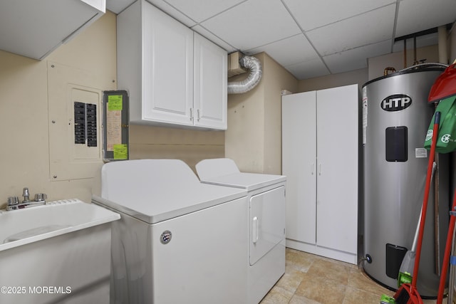 717 Ocean Ave Unit 512, Long Branch, NJ 07740 - laundry area with cabinet space, electric water heater, independent washer and dryer, and electric panel