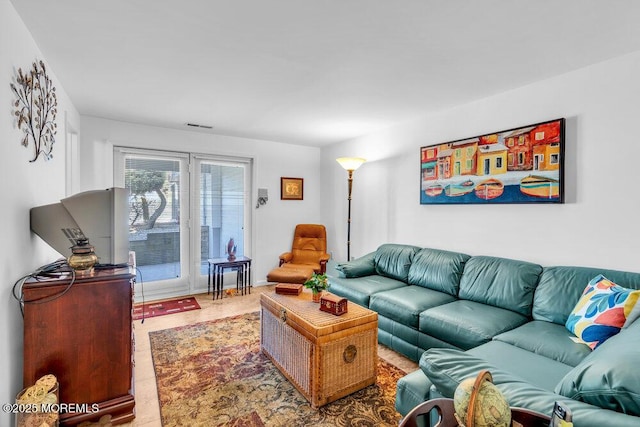 living area with visible vents