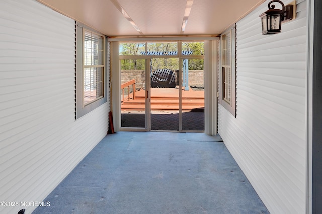 view of unfurnished sunroom
