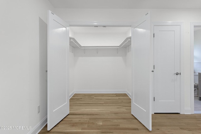 walk in closet featuring light wood-style flooring