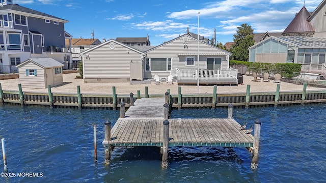 dock area featuring a deck with water view