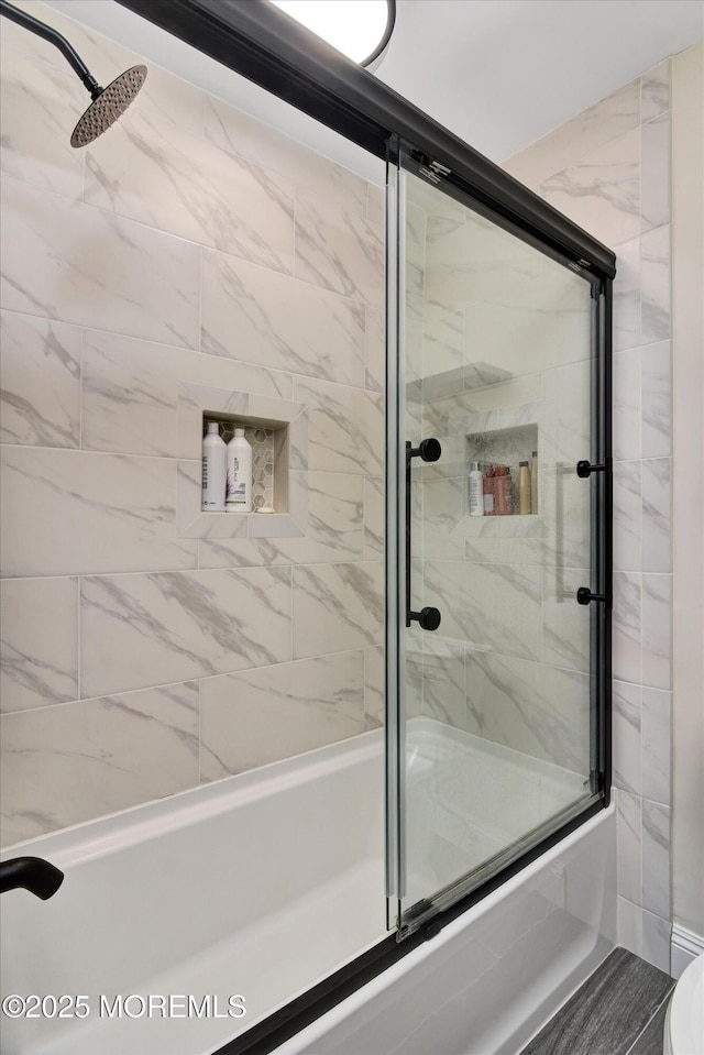 full bathroom with a shower with shower door