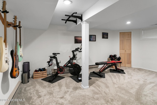 31 Mulberry Ct Unit B, Brielle, NJ 08730 - workout room featuring baseboards, recessed lighting, and carpet