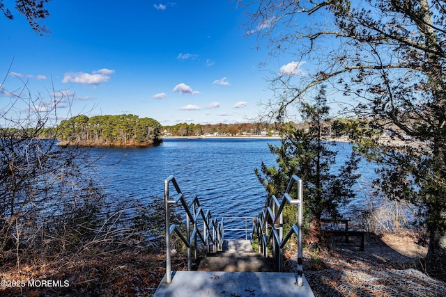 view of dock featuring a water view