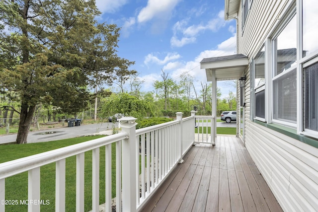 wooden terrace featuring a porch